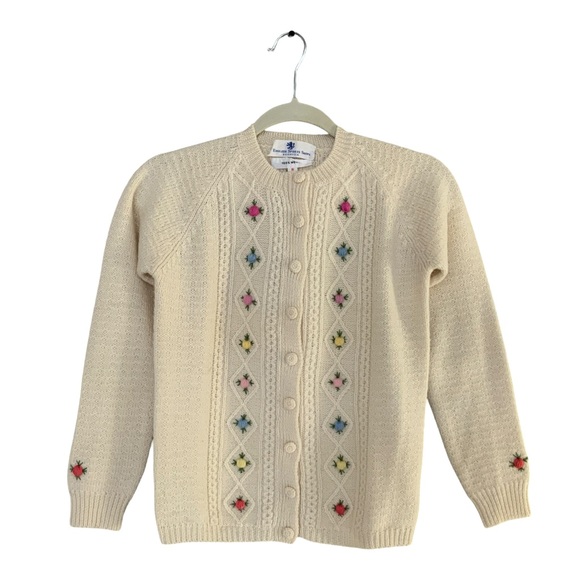 English Sports Shop Sweaters - Women’s Vintage Embroidered Wool Cardigan Sweater S